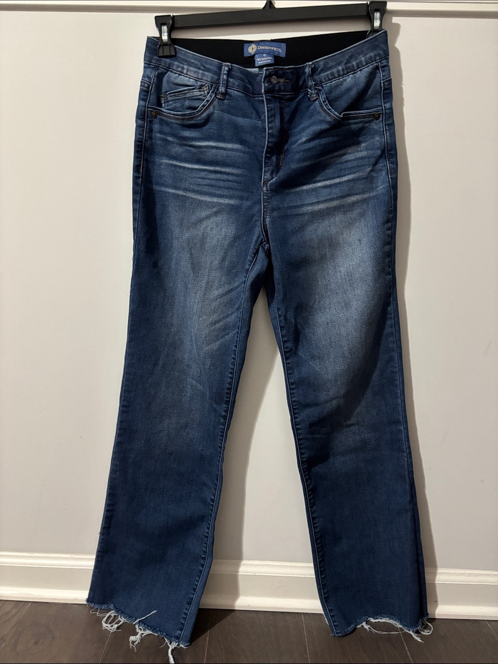 Democracy Women's Dark Blue Flare Jeans with Raw Hem